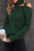 Strapped Cut Out Shoulder Turtleneck Sweater